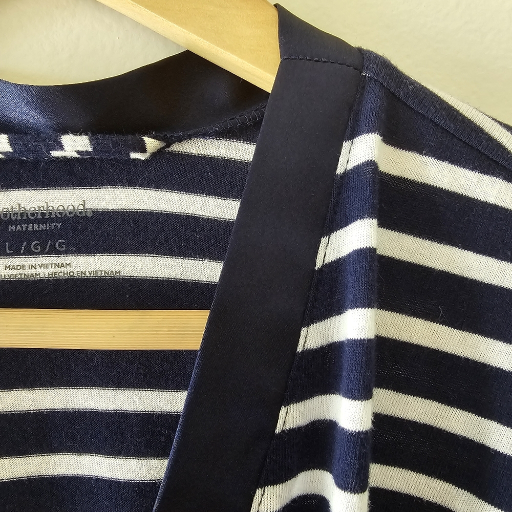 Motherhood Maternity Striped Robe- Large